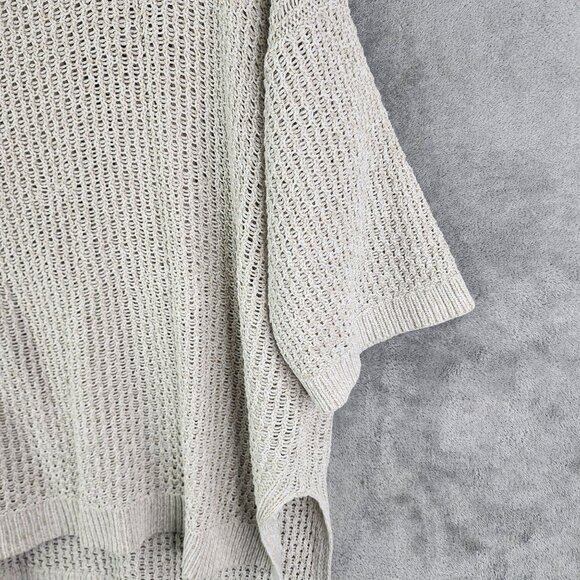 Womens Beige Express Open Knit Sweater 3/4 Sleeve Round Neck Size M/L - Picture 5 of 12